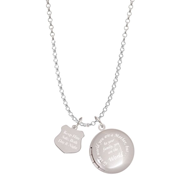 Delight Jewelry Stainless Steel Keep Him Safe Police Badge - To the World You are a Mother Locket Necklace