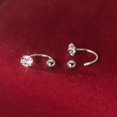 thumbnail image 4 of Sterling Silver CZ Half Hoop Earrings for Women Teens CZ Open Hoop Earrings Huggie Cartilage Helix Piercing Ball Screw Backs, 4 of 5