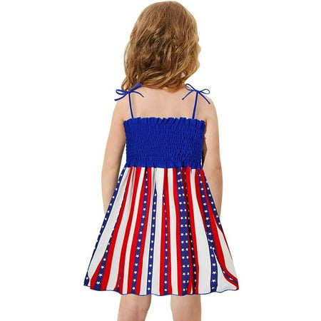 

Cathalem Tennis Dress Girls Sleeveless Of-July Print Flag Baby Suspended 4th Girl For Toddler Dress Hummingbird Dress for Girls Dress Blue 12-18 Months