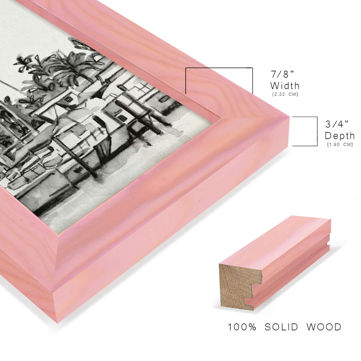 Neutral Tropics IV - Framed Print w/glass - Sunset Pink