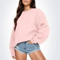 thumbnail image 2 of Vedolay Womens Zipper Hoodie Coat 2023 Oversized V-Neck Long Sleeve Pocket Tunic Sweatshirts Pink,L, 2 of 4