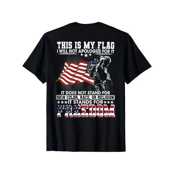 Patriotic American Flag Freedom T-Shirt Men's Military Soldier Graphic Tee Retro USA Pride Apparel
