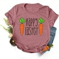 thumbnail image 2 of Aoochasliy Womens Easter Tops Casual Loose Round Neck Shorts Sleeve Letter Flowers Rabbit Print Tops Blouse T-shirt, 2 of 4