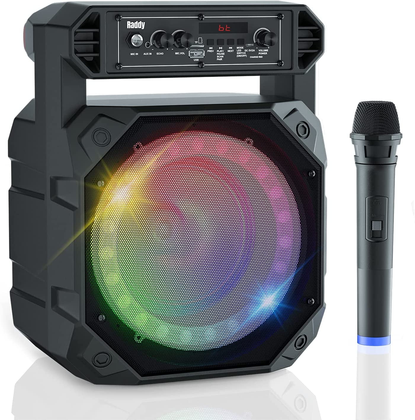 and New Year Gifts for Kids Rechargeable USB Speaker Set Karaoke Machine for Adults with DJ Lights Bluetooth Speaker 6.5 Subwoofer Portable Karaoke Machine with Microphone 