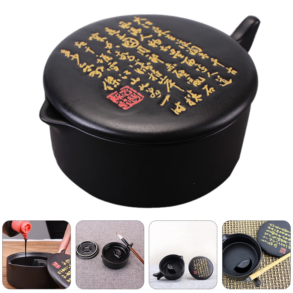 Masteelf  Mochi Inkstone Grinding Painting Supplies Child Student Black