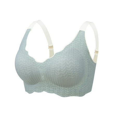 GENGING Ladies Tops Clearance Fashion Women s Clothes Clearance Large Size Solid Color Wavy Wireless Fixed Cup Gathering Daily Bra