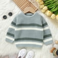thumbnail image 2 of Boys Sweater Toddler Baby Crewneck Striped Kids Pullover Shirt Winter Warm Coat Winter Clothes Knit Sweaters 2-3 Years, 2 of 8