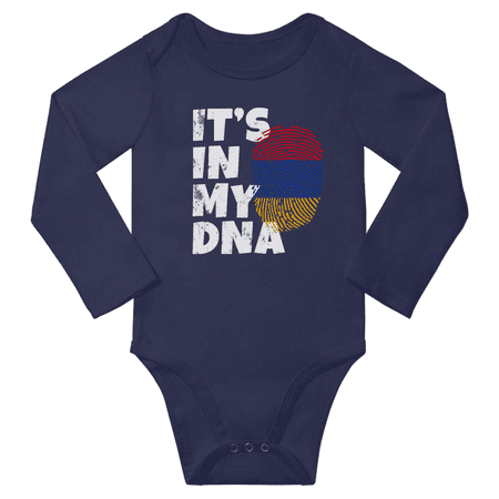 

It s In My Armenian DNA Baby Long Sleeve Bodysuits (Navy 18 Months)