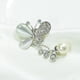 thumbnail image 5 of Cristal Perla Mariposa Broche Ramillete Collar Pin Mujeres Decoración Joyería - Plata, 5 of 8