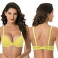 thumbnail image 3 of Curve Muse Womens Plus Size Perfect Shape Add 1 Cup Push Up Underwire Tshirt Bra-2PK-Yellow,Shrimp Pink-38C, 3 of 6