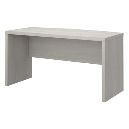 Pemberly Row 60W Bow Front Desk in Gray Sand - Engineered Wood
