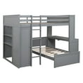 thumbnail image 4 of Harper & Bright Designs Full Over Twin Bunk Bed with Desk, Solid Wood Bunk Bed with Storage Shelves and Wardrobe, Twin Size Loft Bed with a Stand-Alone Bed, Gray, 4 of 13