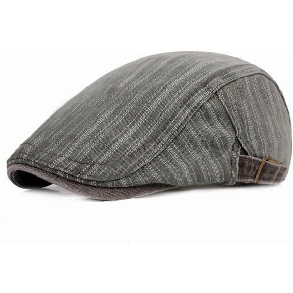 YooGuoGuo Men's Women's Denim Flat Striped Ivy Newsboy Golf Driving Hat Cap