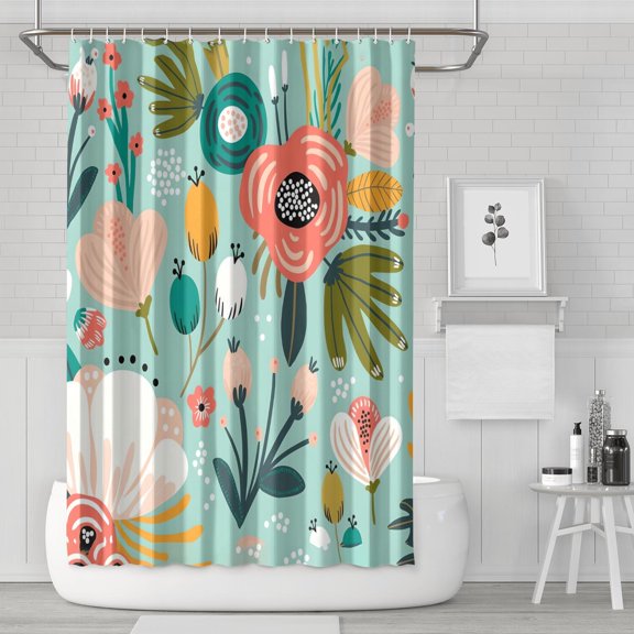 Waterproof Boho Style Shower Curtain 72x72 Inch Bohemian Colorful Floral Shower Curtains for Bathroom Hotel Home Decor with 12 Hooks