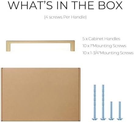 5 Pack Solid 6-1/4 Inch Square Cabinet Handles - Champagne Bronze Pulls for Drawers and Kitchen Cabinets - Hardware Handles