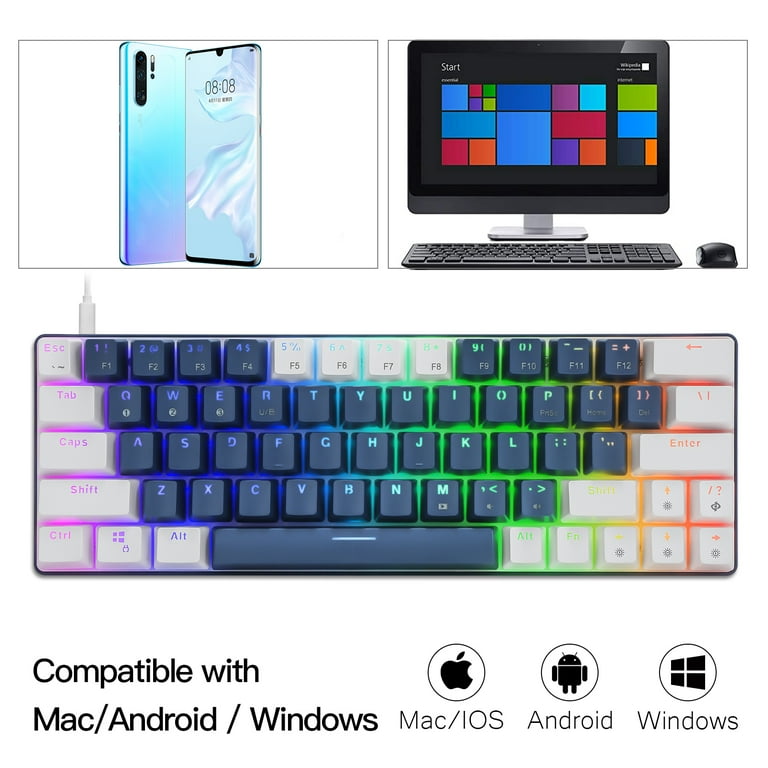 HUO JI CQ63 Bluetooth RGB Mechanical Keyboard, 63 Keys, Compact