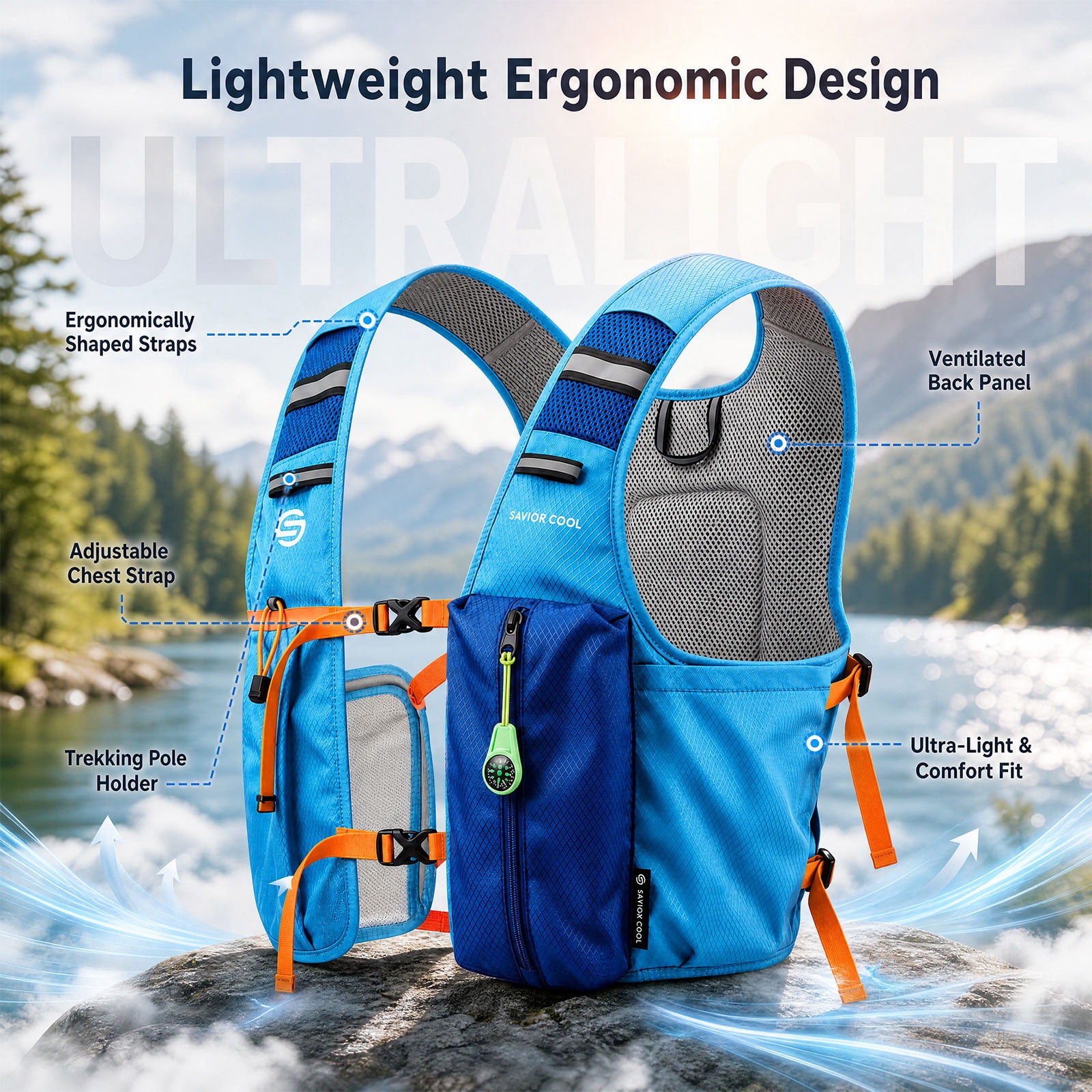 Cooling Hydration Vest with 2L BPA-Free Water Bladder, Running Vest with 3 Removable Cooling Packs, Lightweight Outdoor Hydration Pack for Hot Weather, Hiking, Cycling, Training