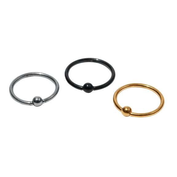Claire's Accessories Titanium Nose Hoops 3-Pack - Gold, Black, Silver