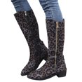 thumbnail image 3 of Women's -High Boots Ladies Fashion Suede Leopard Print Pointed Side Zipper Thick Heel Long Boots, 3 of 8