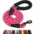 thumbnail image 1 of LAICAIW Rope Dog Leash 4 FT with Comfortable Padded Handle, Highly Reflective Threads Dog Leash for Large Dogs, 1/2 inch, Pink, 1 of 7