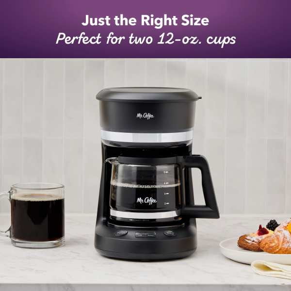Mr. Coffee Mini Brew Programmable Coffee Maker, 5-Cup Coffee Maker, Black