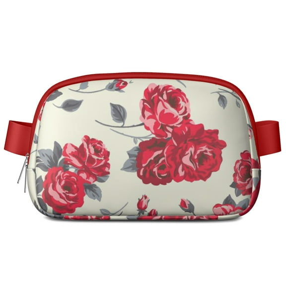 Boho Floral Waist Bag – Artistic Fanny Pack with Garden Flowers, Peonies, Roses & Cute Butterfly Motif