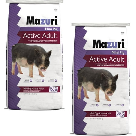 Mazuri | Nutritionally Complete Mini Pig Active Adult Food | 25 Pound (25 lb.) Bag - Pack of 2