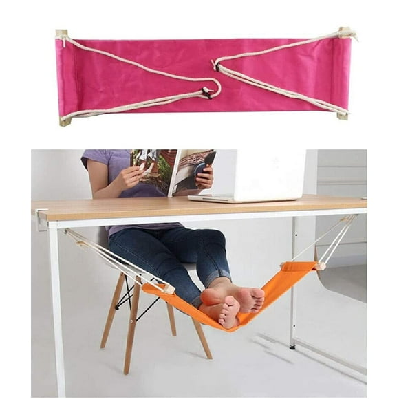 Home-organizer Tech Portable Adjustable Foot Hammock for Corner Desk Office Foot Rest Mini Under Desk Foot Rest Hammock for Home, Office, Airplane, Travel, Study and Relaxing (Pink)