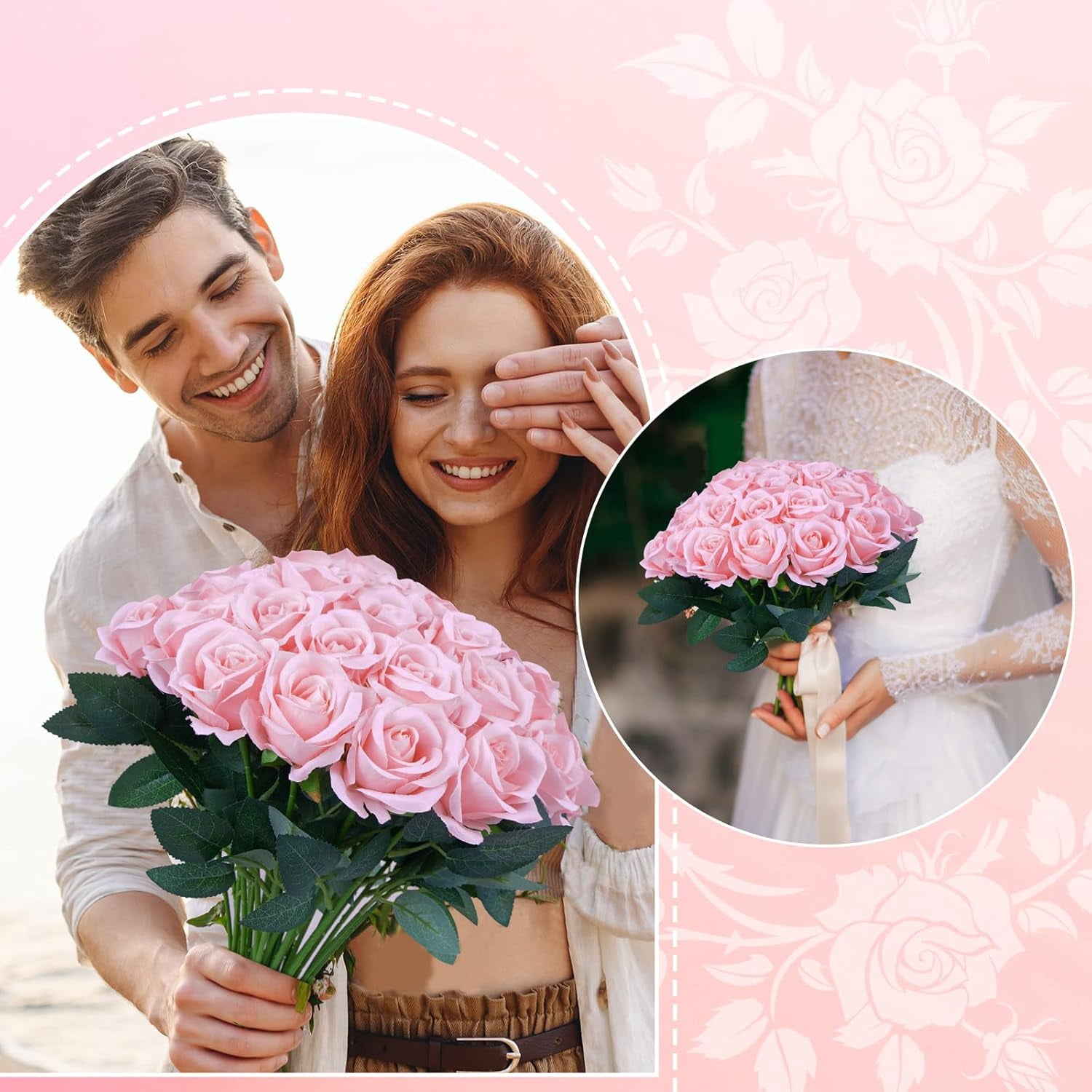 30Pcs Roses Artificial Flowers Bouquet, Black Fake Silk Rose with Long Stem Realistic Single Stem Flowers for DIY Wedding Arrangement Party Centerpieces Home Decoration