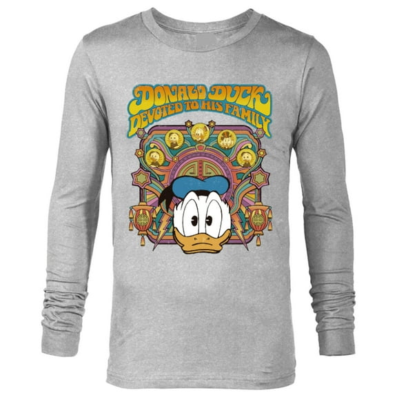 Disney DuckTales Donald Duck Devoted to His Family Retro - Long Sleeve T-Shirt for Men - Customized-Athletic Heather