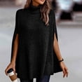 thumbnail image 2 of Women's Lightweight Long Sleeve Knit Cape Sweater Turtleneck Solid Color Pullover Tops, 2 of 5