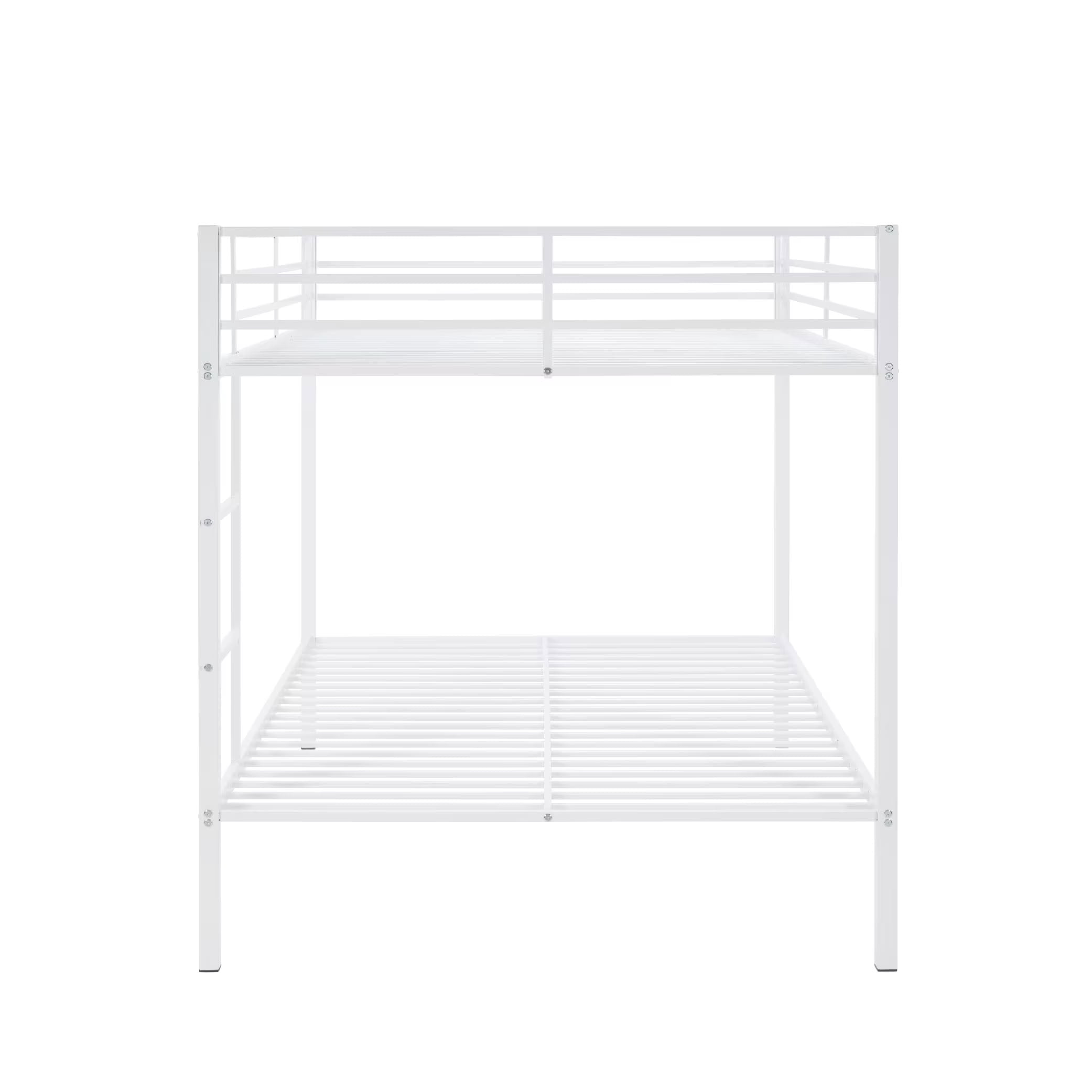 MAYEERTY Full Over Full Metal Bunk Bed, Low Profile Bed Frame with Built-in Ladder and Full Length Guardrails, Space Saving for Kids Teens Dorm Room