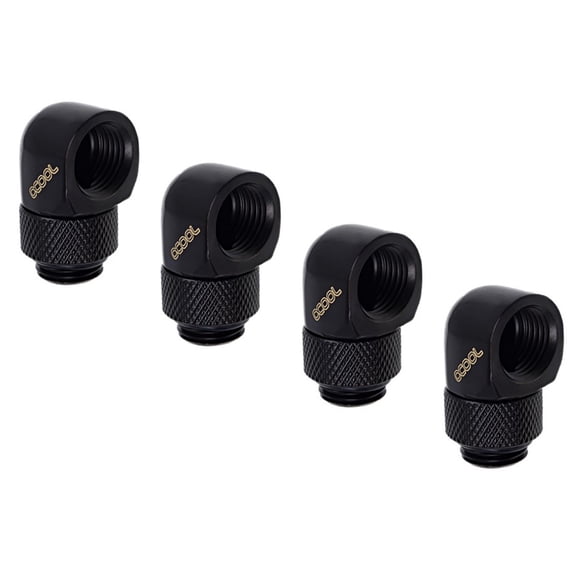 Alphacool Eiszapfen G1/4" Male to Female Extender, 90 Degree Rotary, Deep Black, 4-pack