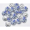 thumbnail image 4 of IBA Indianbeautifulart Blue 25 Mm Watercolor Flower Shirting Printed Canvas Fabric Buttons Round 2 Hole&nbsp;Decorative Buttons For Sewing Crafting Pack Of 50, 4 of 7