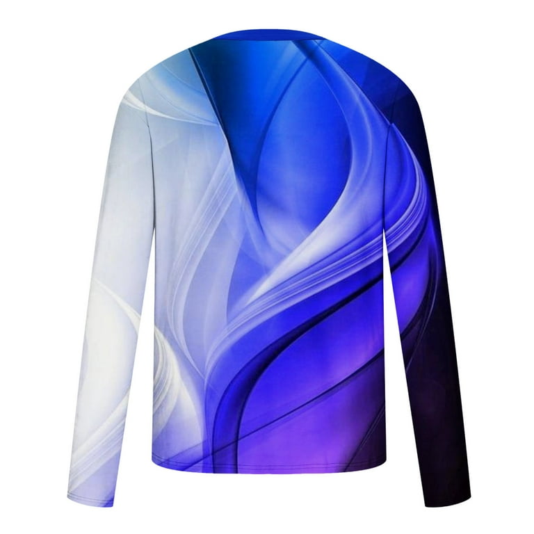 jsaierl Long Sleeve Shirts for Men 3D Graphic Tee Big & Tall Casual Crew  Neck Tops Slim Fit Novelty Designer T Shirts