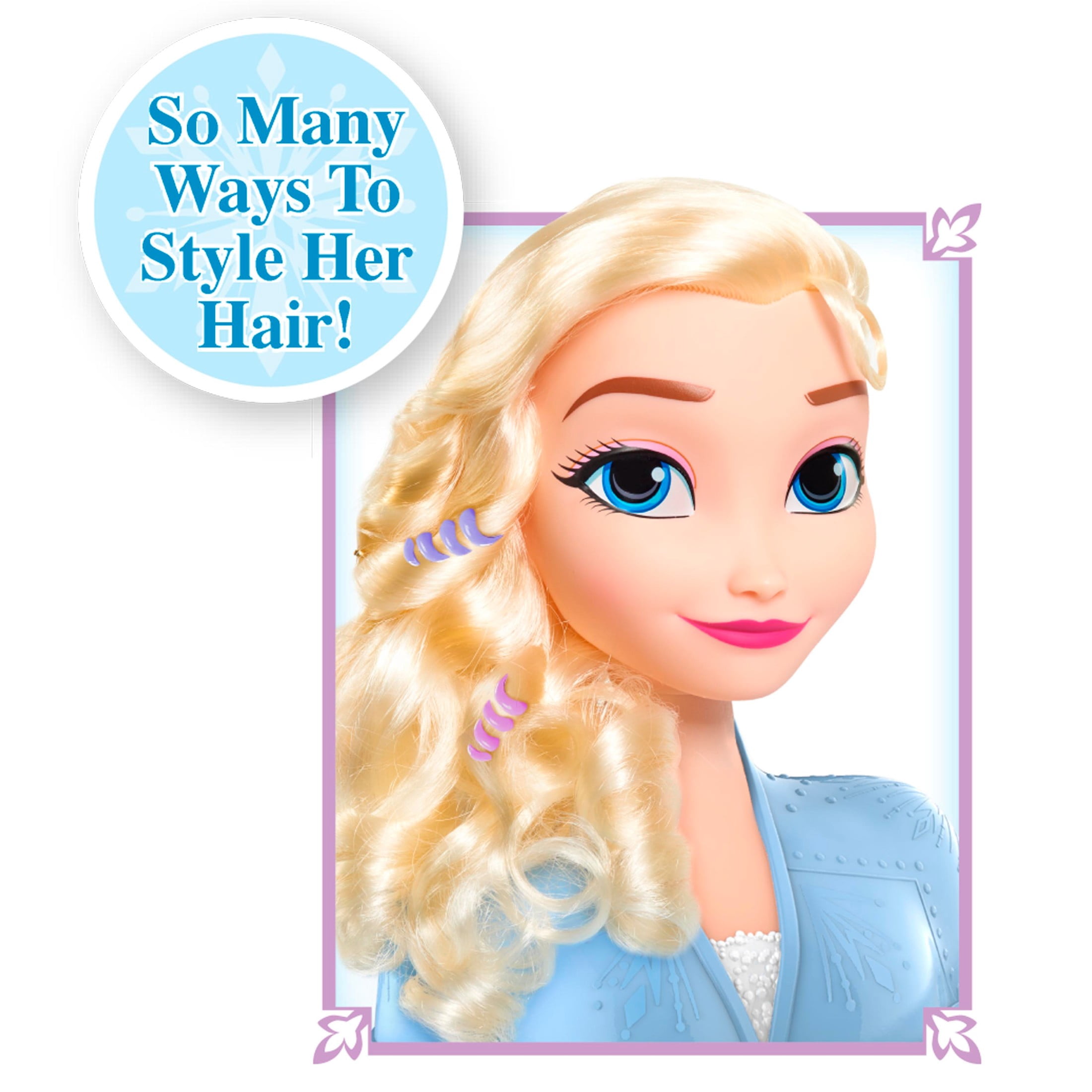 Disney Frozen 2 Elsa Styling Head, 17-Pieces Include Wear and Share Accessories, Blonde, Hair Styling for Kids, Kids Toys for Ages 3 up