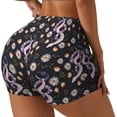 thumbnail image 2 of Sigee Snake And Floral1 Print Women's High Waist Workout Shorts - Squat Proof, Tummy Control, Yoga and Gym Activewear-, 2 of 9