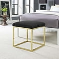 thumbnail image 2 of Modern Deco Contemporary Urban Design Living Room Lounge Club Lobby Accent Chair Ottoman, Velvet Fabric Metal Steel, Gold Black, 2 of 5