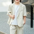 thumbnail image 5 of RMGVDSD Little Boys Formal Short Set Boy's Casual Suit Set Summer Short Sleeved Suit Jacket And Shorts For Show Performance Party Outfits 15-16 Years, 5 of 9