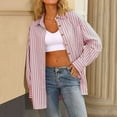 thumbnail image 5 of GERsome Womens Button Down Shirts Striped Long Sleeve Collared Casual Work Blouses Summer Tops with Pocket,Pink,Size 4XL, 5 of 7