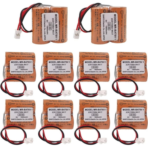 (10 Pack) 2CR17335A WK17 6V 1800mAh Lithium Battery Compatible for SANYO MR-BAT6V1 2CR17335A WK17 (CR17335 3 Volt)