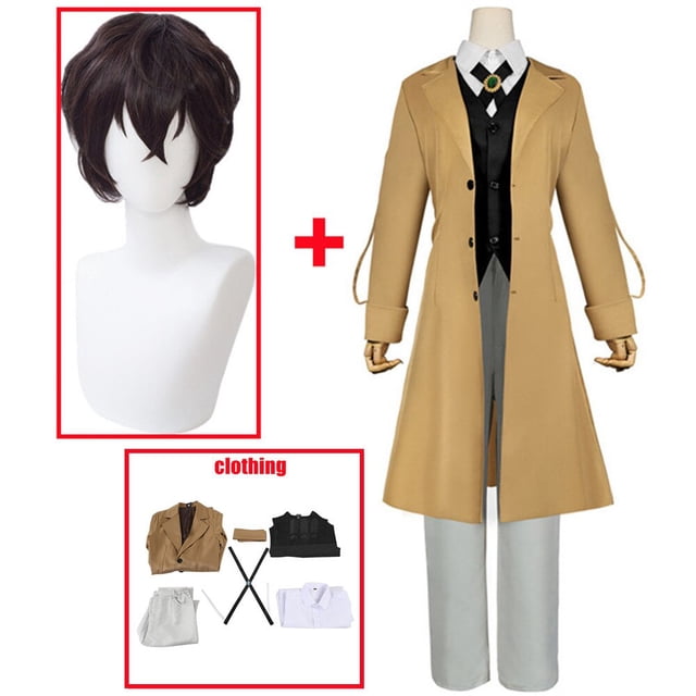 Disfraz de Anime Bungo Stray Dogs, Dazai Osamu, Chaqueta larga, abrigo, gabardina, uniforme, ropa de Halloween y Navidad