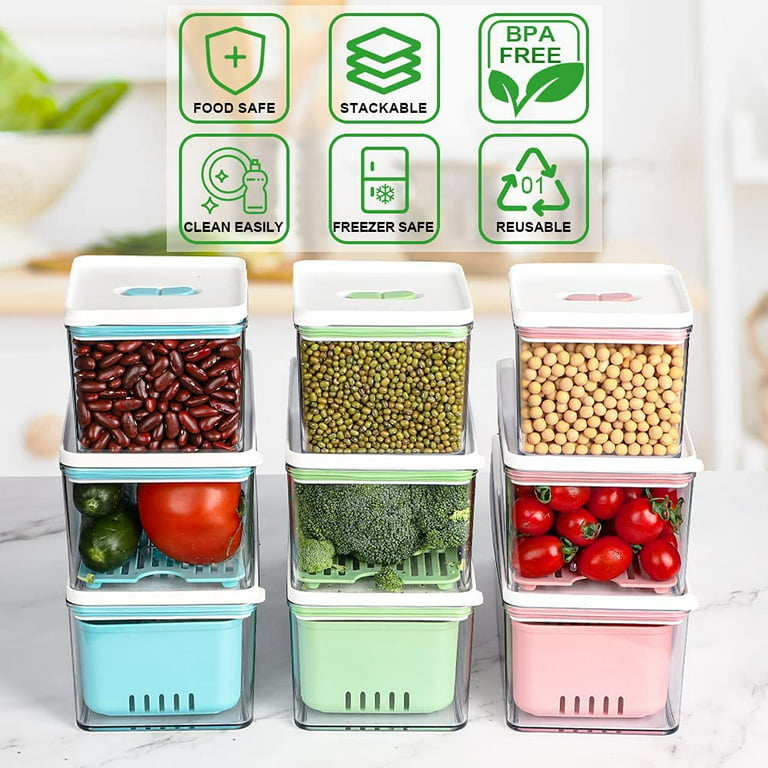 Fresh Fruit and Vegetable Food Keeper Saver Storage Container with Air  Vented Lids Produce Keeper Dishwasher, Freezer, Refrigerator-Safe – 100%