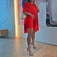 thumbnail image 1 of Pxiakgy Ensemble Deux Pièces pour Femmes Manches Courtes Décontracté Basique Shorts Rouge + S, 1 of 5