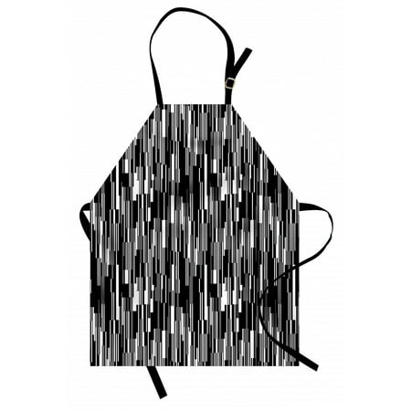 

Black and White Apron Barcode Pattern Abstraction Vertical Stripes in Grayscale Colors Unisex Kitchen Bib with Adjustable Neck for Cooking Gardening Adult Size Black Grey White by Ambesonne