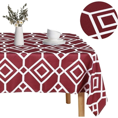 

Moroccan Rectangle Table Cloth 60 x 120 Burgundy - Washable Water Resistance Microfiber Tablecloth Decorative Fabric Table Cover for Picnic Banquet Party Kitchen Dining Room 150 GSM
