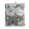 thumbnail image 2 of Lambs & Ivy Calypso Pink/Gray Koala Leaf Print Luxury Coral Fleece Baby Blanket, 2 of 4