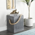 thumbnail image 2 of DecMode Gray Contemporary MGO Outdoor Accent Table with Burlap Handles, 15"W x 18"H, 2 of 7