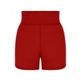 thumbnail image 7 of Olyvenn Women's High Waisted Biker Shorts Curved Hem Yoga Workout Running Fitness Shorts Red M, 7 of 7