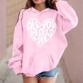 thumbnail image 2 of CUSTG Girl Sweatshirts Heart Graphic Hoodie Long Sleeve Pullover Sweatshirt with Kangaroo Pocket vacation Outerwear, 2 of 4